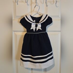 Allison Ann Sailor Style Navy and White Formal Dress with Bow Nautical Dress
